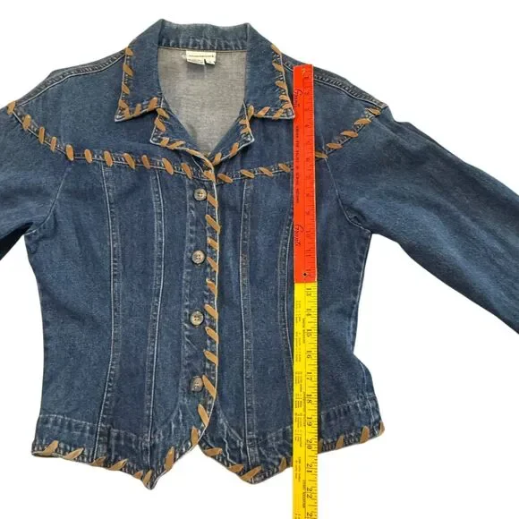 Vintage Newport News Denim Jacket Western Y2K Women's Size 8 Rodeo Festival Trim - Picture 12 of 12
